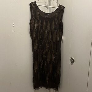 Elegant Black and Brown Sleeveless Dress